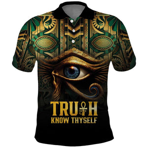 Egypt Eye of Horus Polo Shirt Golden Ancient Egypt Pattern