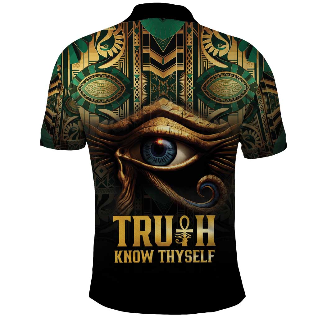 Egypt Eye of Horus Polo Shirt Golden Ancient Egypt Pattern