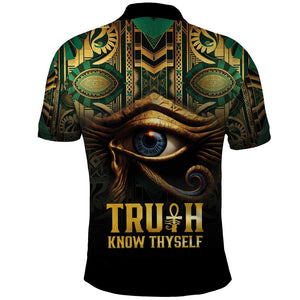 Egypt Eye of Horus Polo Shirt Golden Ancient Egypt Pattern