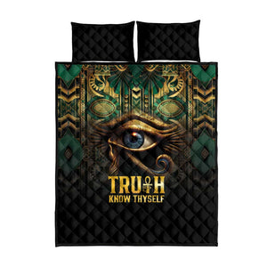 Egypt Eye of Horus Quilt Bed Set Golden Ancient Egypt Pattern