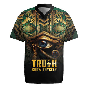 Egypt Eye of Horus Rugby Jersey Golden Ancient Egypt Pattern