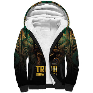 Egypt Eye of Horus Sherpa Hoodie Golden Ancient Egypt Pattern