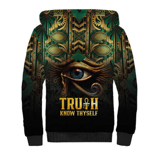 Egypt Eye of Horus Sherpa Hoodie Golden Ancient Egypt Pattern