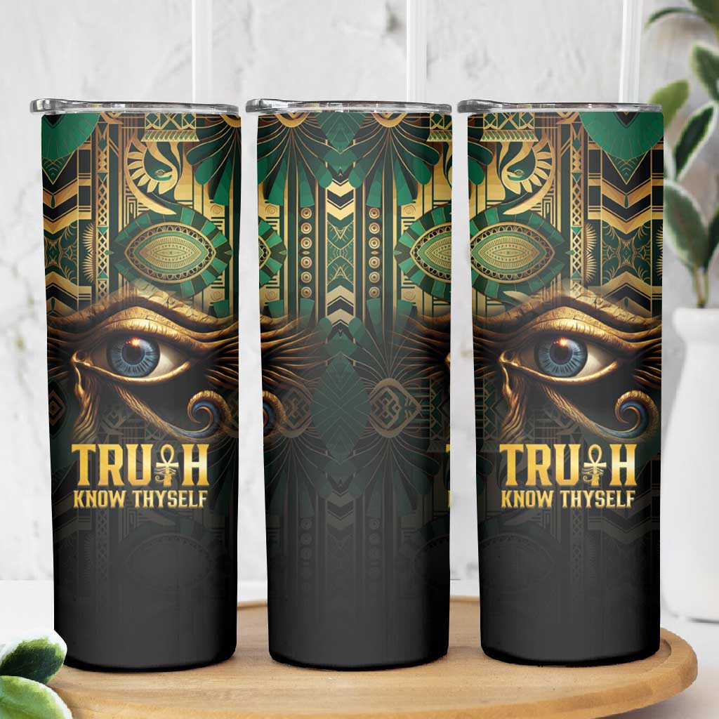 Egypt Eye of Horus Skinny Tumbler Golden Ancient Egypt Pattern