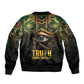 Egypt Eye of Horus Sleeve Zip Bomber Jacket Golden Ancient Egypt Pattern