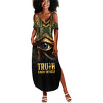 Egypt Eye of Horus Summer Maxi Dress Golden Ancient Egypt Pattern