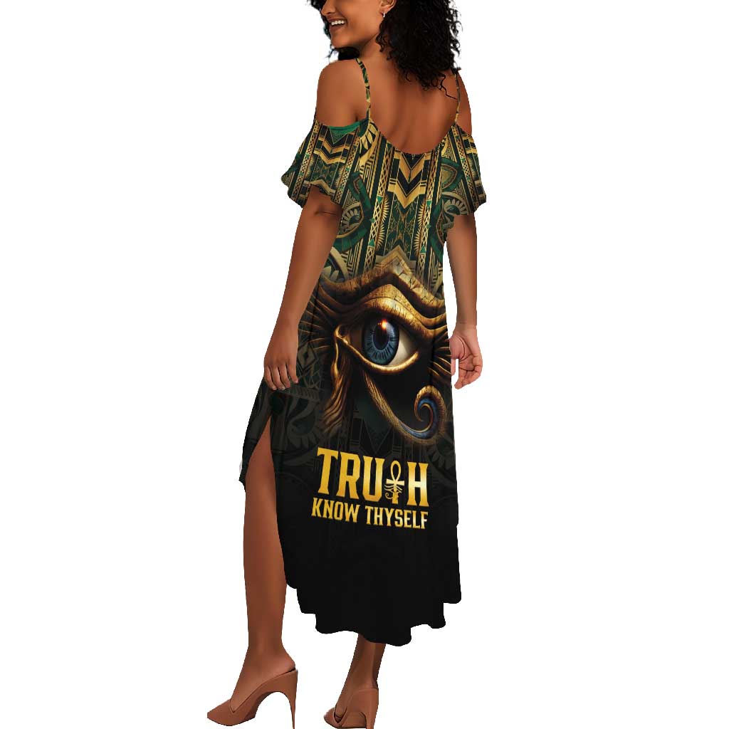 Egypt Eye of Horus Summer Maxi Dress Golden Ancient Egypt Pattern