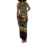 Egypt Eye of Horus Tank Maxi Dress Golden Ancient Egypt Pattern