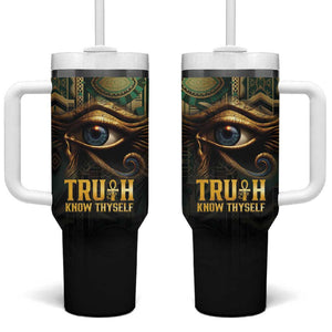 Egypt Eye of Horus Tumbler With Handle Golden Ancient Egypt Pattern