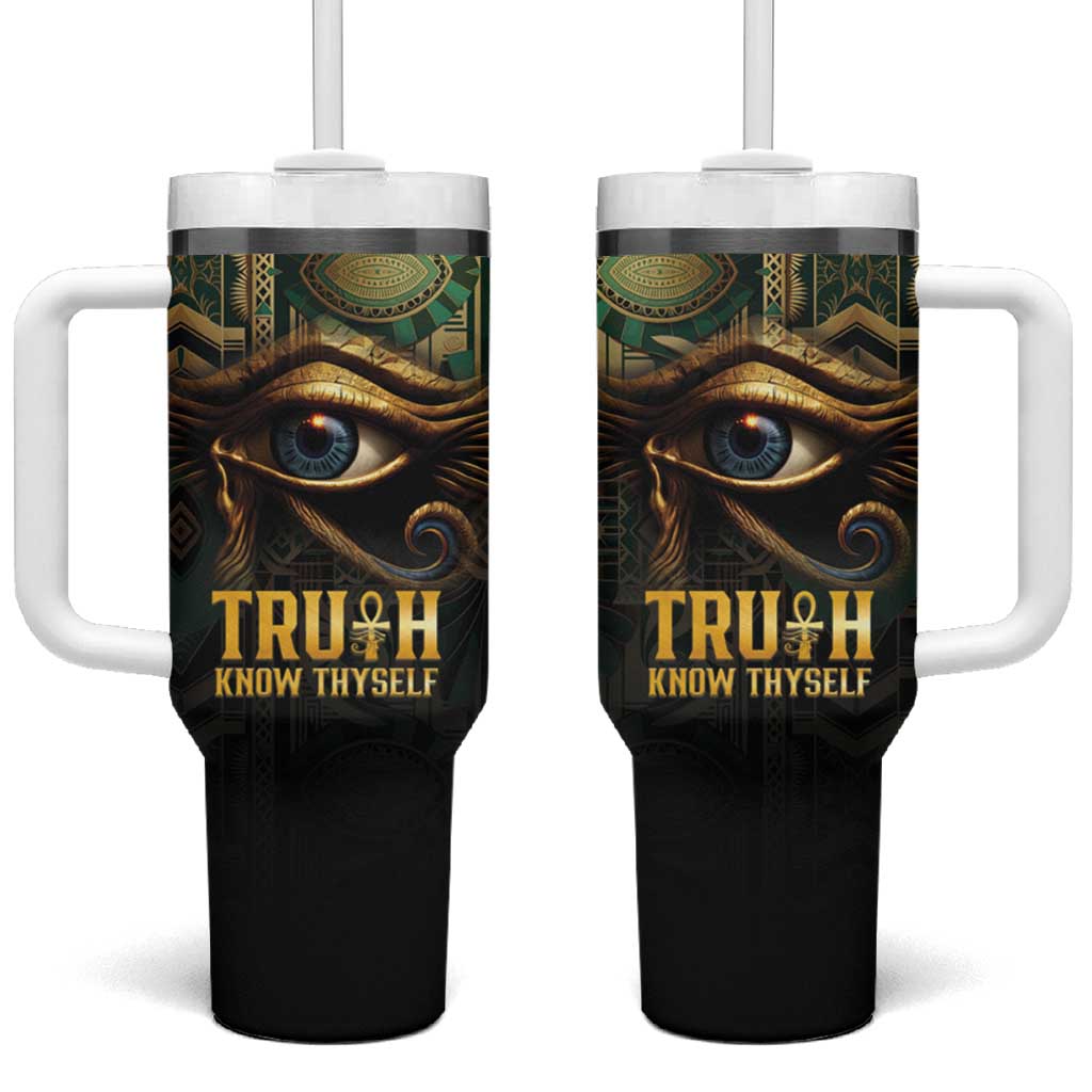 Egypt Eye of Horus Tumbler With Handle Golden Ancient Egypt Pattern