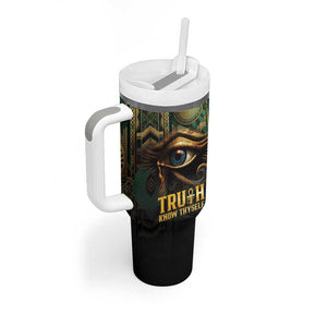 Egypt Eye of Horus Tumbler With Handle Golden Ancient Egypt Pattern