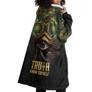 Egypt Eye of Horus Wearable Blanket Hoodie Golden Ancient Egypt Pattern