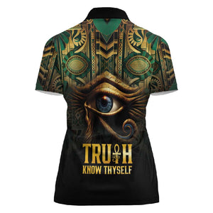Egypt Eye of Horus Women Polo Shirt Golden Ancient Egypt Pattern