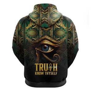 Egypt Eye of Horus Zip Hoodie Golden Ancient Egypt Pattern