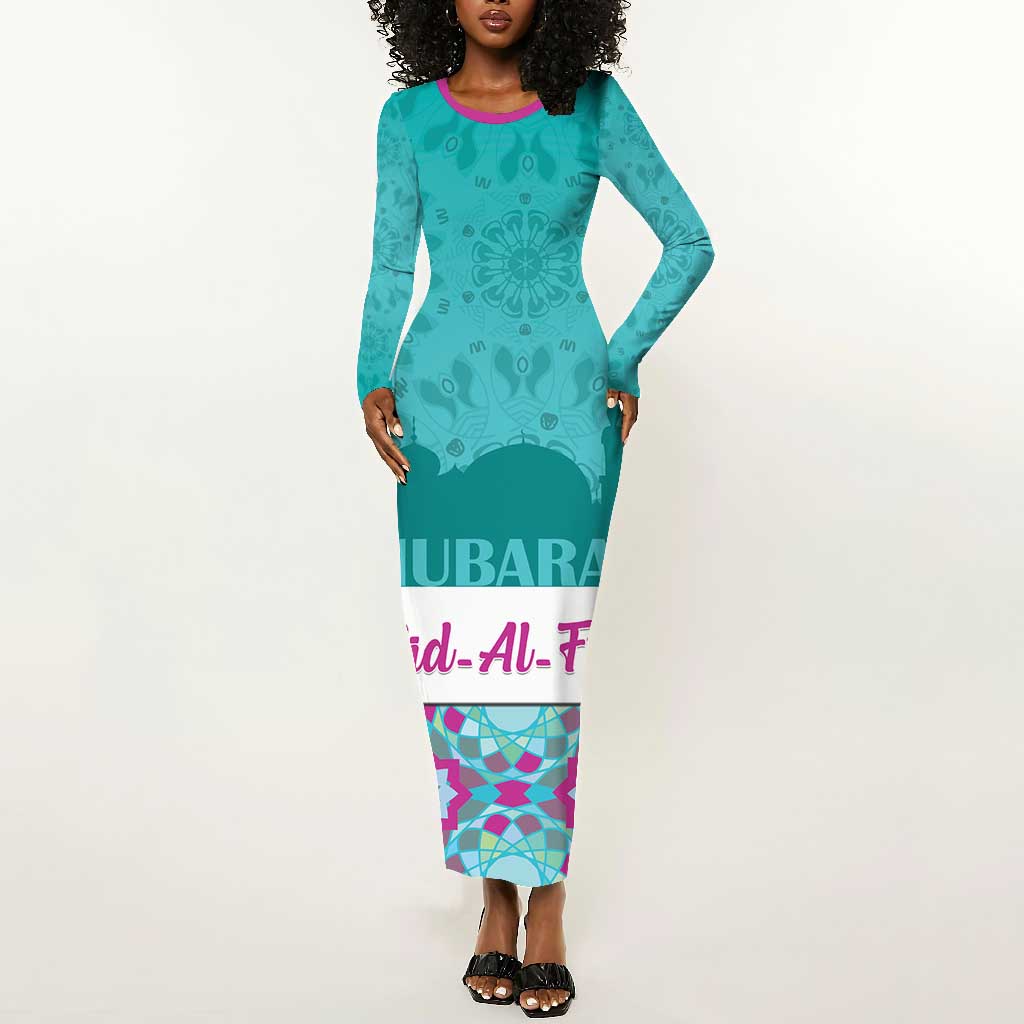 Personalised Eid al-Fitr Long Sleeve Bodycon Dress Eid Mubarak LT15