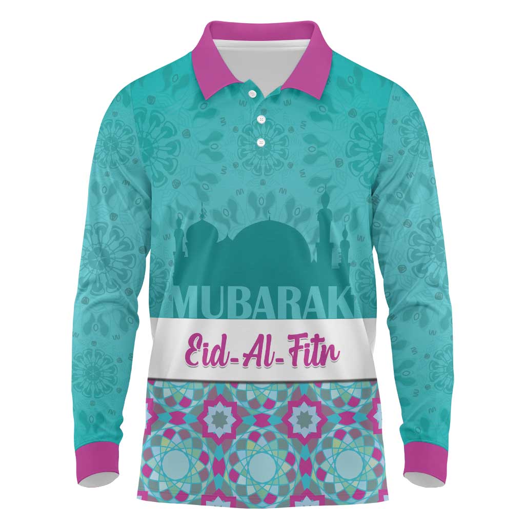 Personalised Eid al-Fitr Long Sleeve Polo Shirt Eid Mubarak