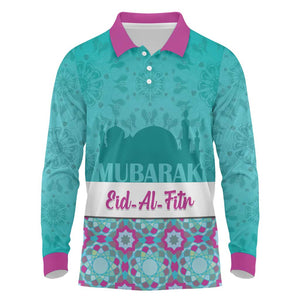 Personalised Eid al-Fitr Long Sleeve Polo Shirt Eid Mubarak