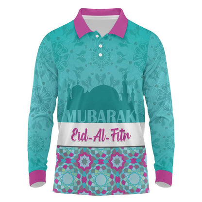 Personalised Eid al-Fitr Long Sleeve Polo Shirt Eid Mubarak