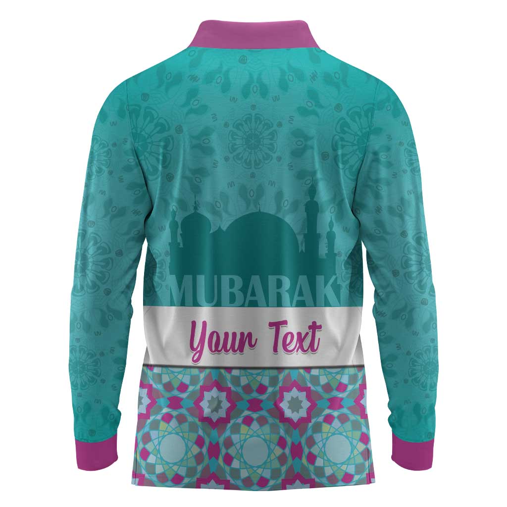 Personalised Eid al-Fitr Long Sleeve Polo Shirt Eid Mubarak