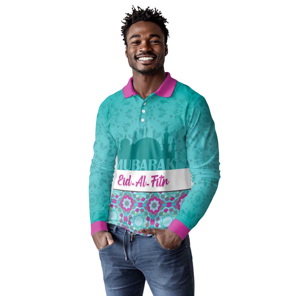Personalised Eid al-Fitr Long Sleeve Polo Shirt Eid Mubarak