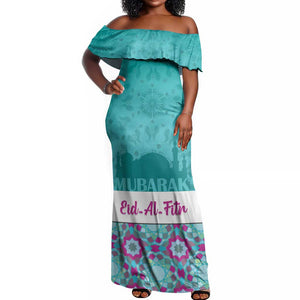 Personalised Eid al-Fitr Off Shoulder Maxi Dress Eid Mubarak