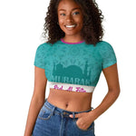 Personalised Eid al-Fitr Raglan Cropped T shirt Eid Mubarak