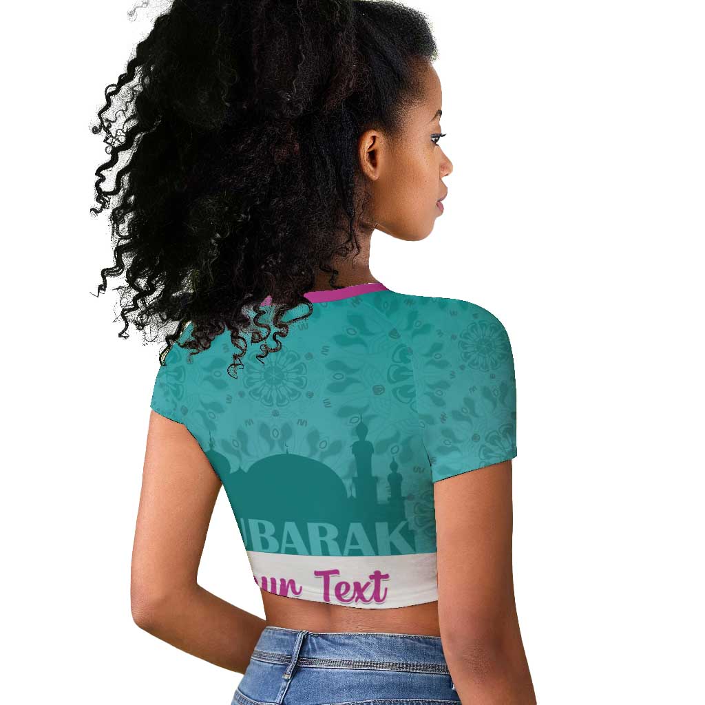Personalised Eid al-Fitr Raglan Cropped T shirt Eid Mubarak