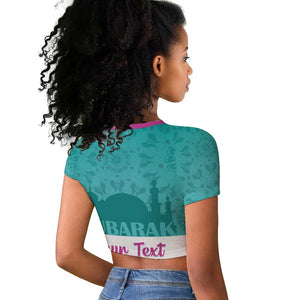 Personalised Eid al-Fitr Raglan Cropped T shirt Eid Mubarak
