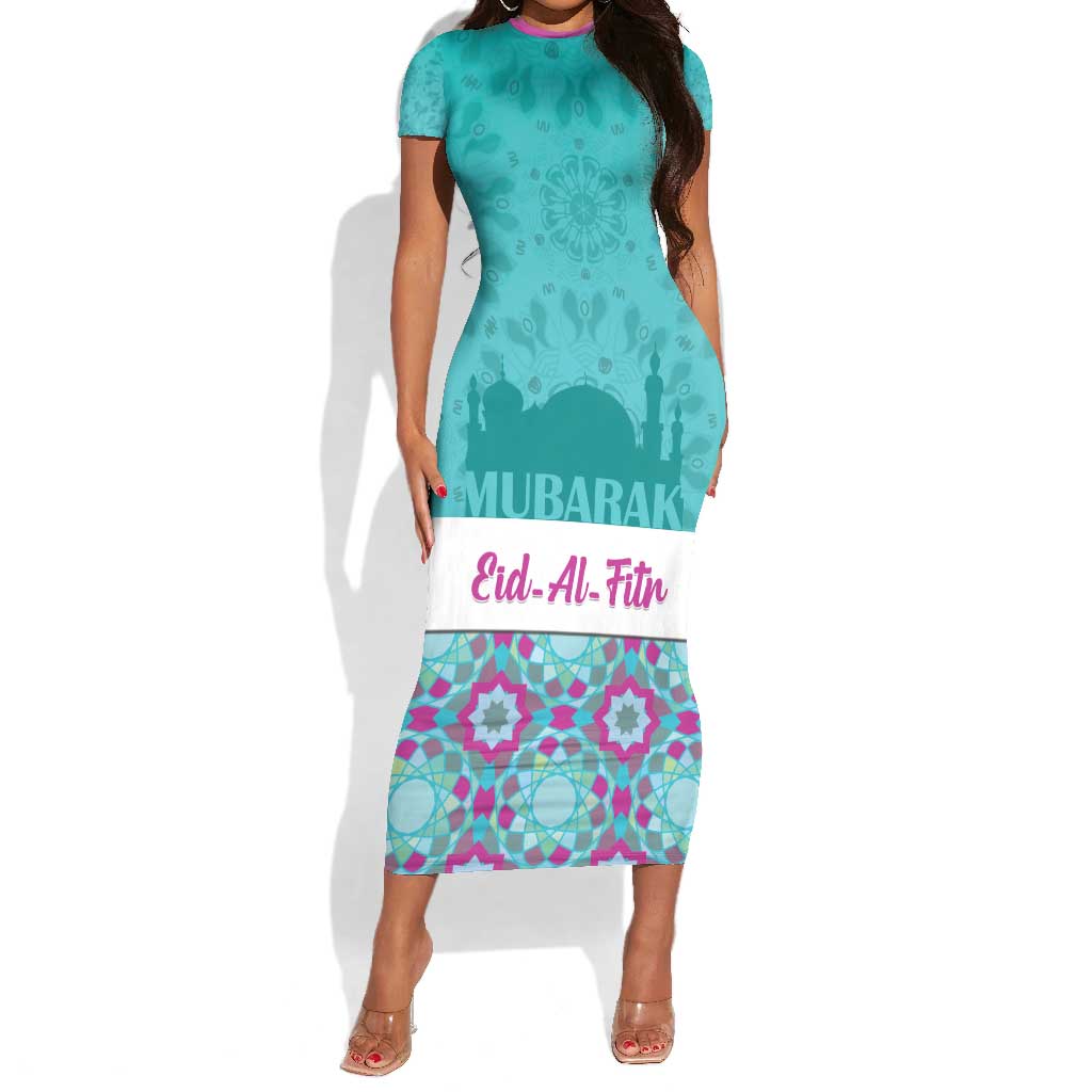 Personalised Eid al-Fitr Short Sleeve Bodycon Dress Eid Mubarak LT15