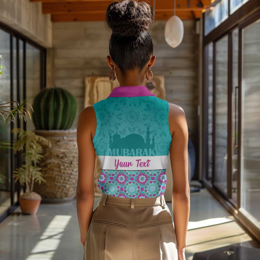 Personalised Eid al-Fitr Women Sleeveless Polo Shirt Eid Mubarak