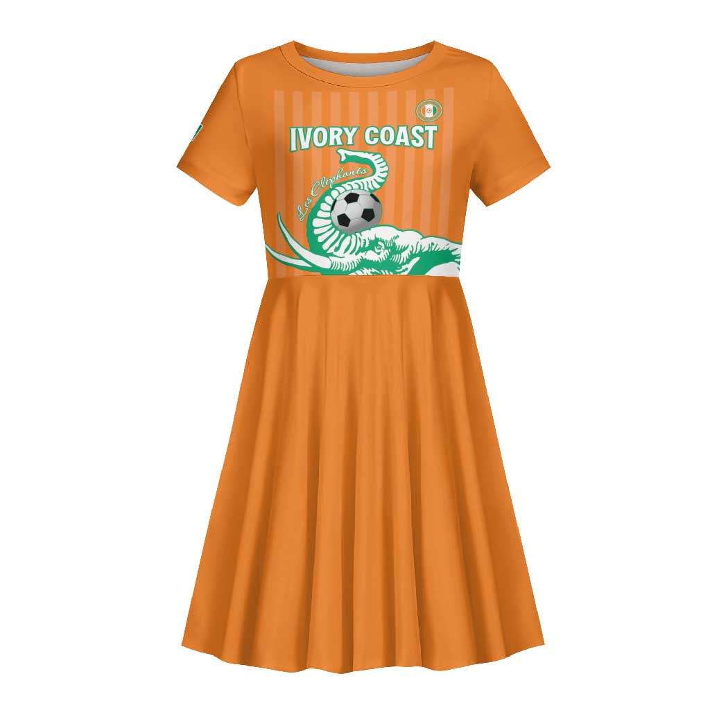 Custom Cote dIvoire Football Kid Short Sleeve Dress Les Elephants