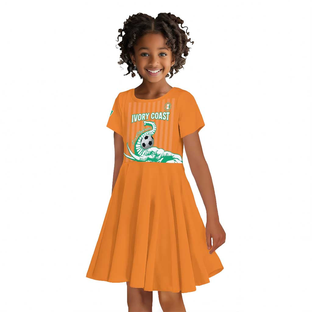 Custom Cote dIvoire Football Kid Short Sleeve Dress Les Elephants