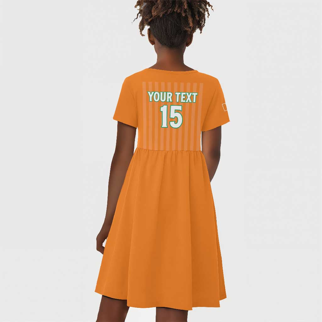 Custom Cote dIvoire Football Kid Short Sleeve Dress Les Elephants
