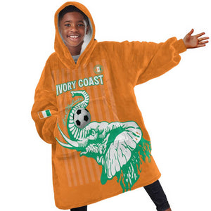 Custom Cote dIvoire Football Kid Wearable Blanket Hoodie Les Elephants