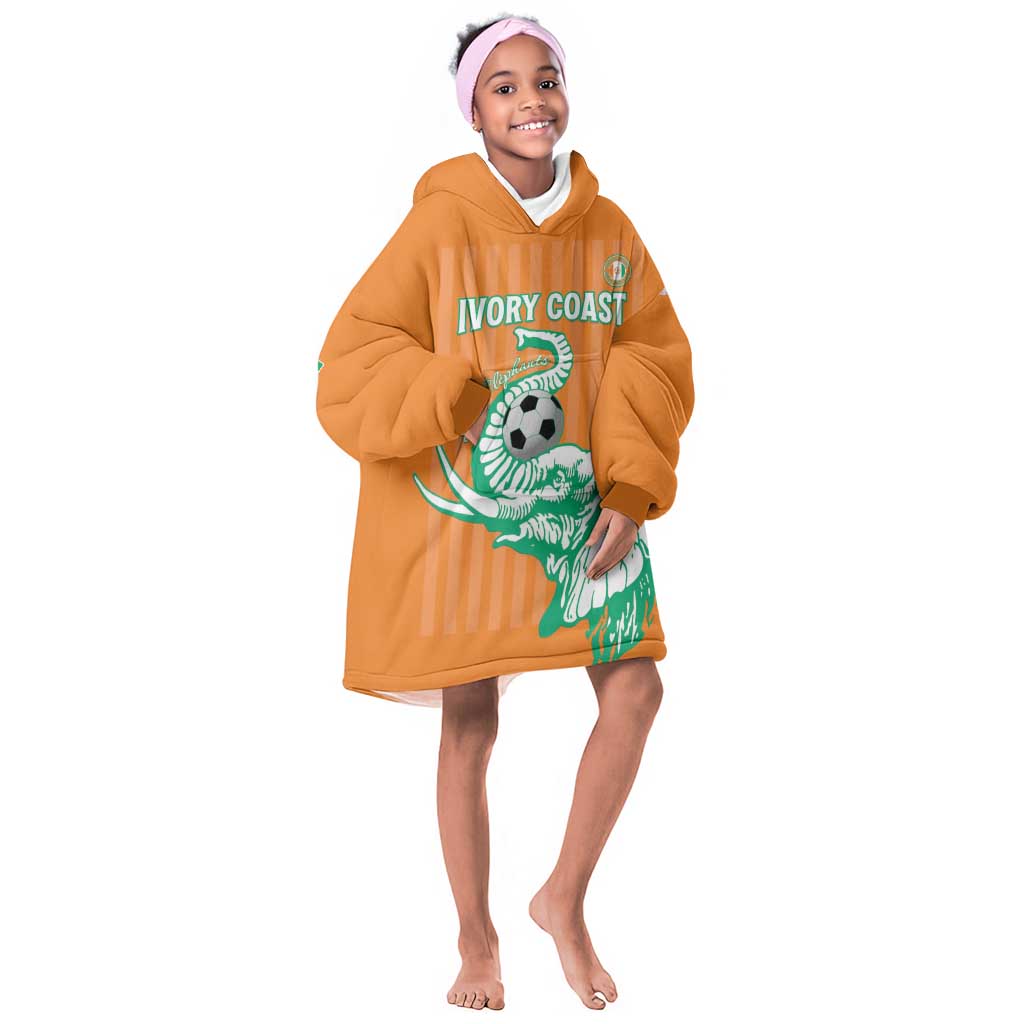 Custom Cote dIvoire Football Kid Wearable Blanket Hoodie Les Elephants