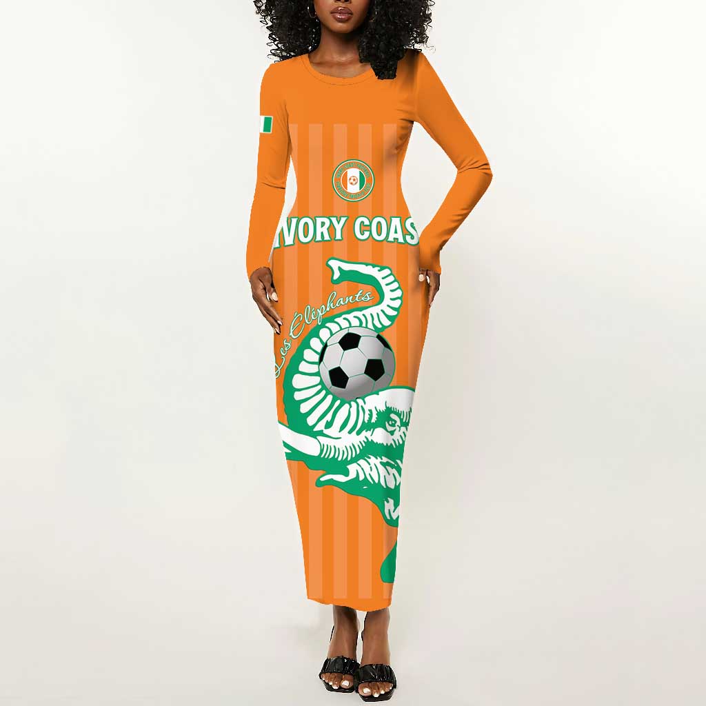 Custom Cote dIvoire Football Long Sleeve Bodycon Dress Les Elephants LT15