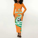 Custom Cote dIvoire Football Long Sleeve Bodycon Dress Les Elephants LT15