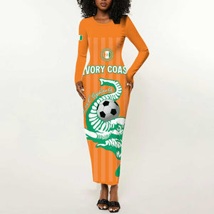 Custom Cote dIvoire Football Long Sleeve Bodycon Dress Les Elephants LT15