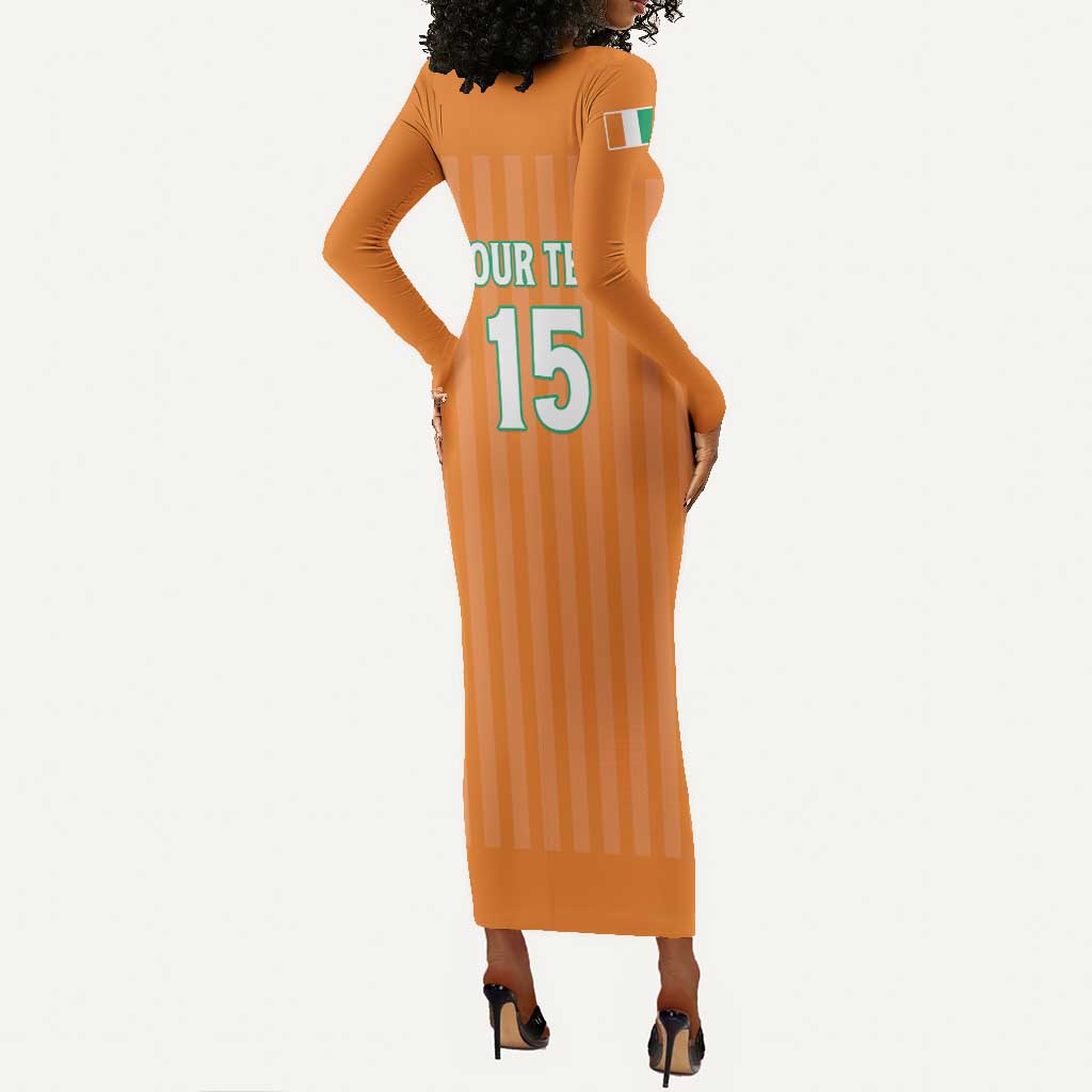 Custom Cote dIvoire Football Long Sleeve Bodycon Dress Les Elephants LT15