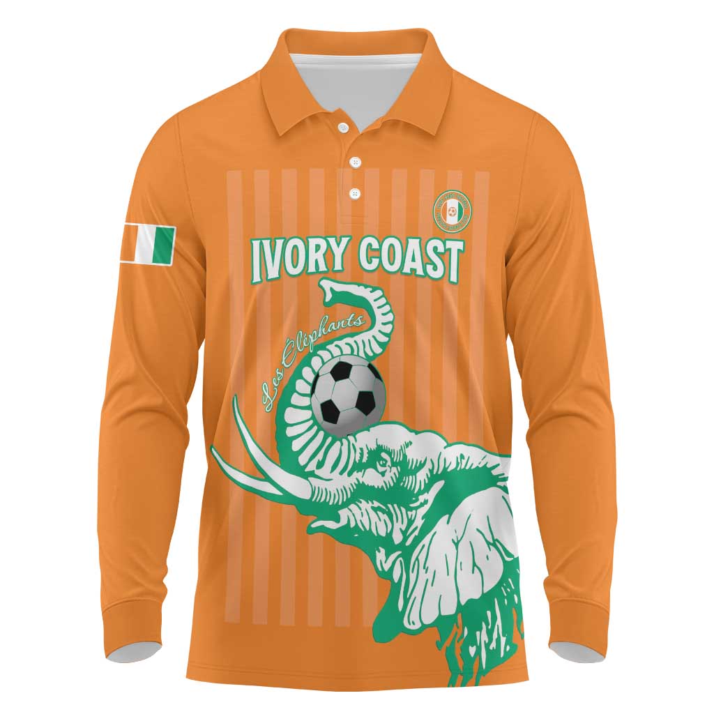 Custom Cote dIvoire Football Long Sleeve Polo Shirt Les Elephants
