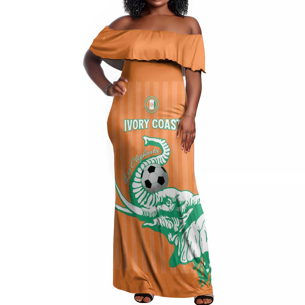 Custom Cote dIvoire Football Off Shoulder Maxi Dress Les Elephants