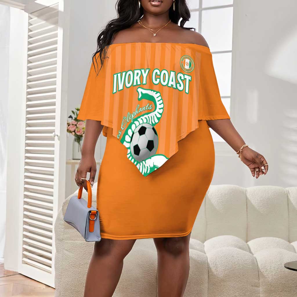 Custom Cote dIvoire Football Off Shoulder Short Dress Les Elephants
