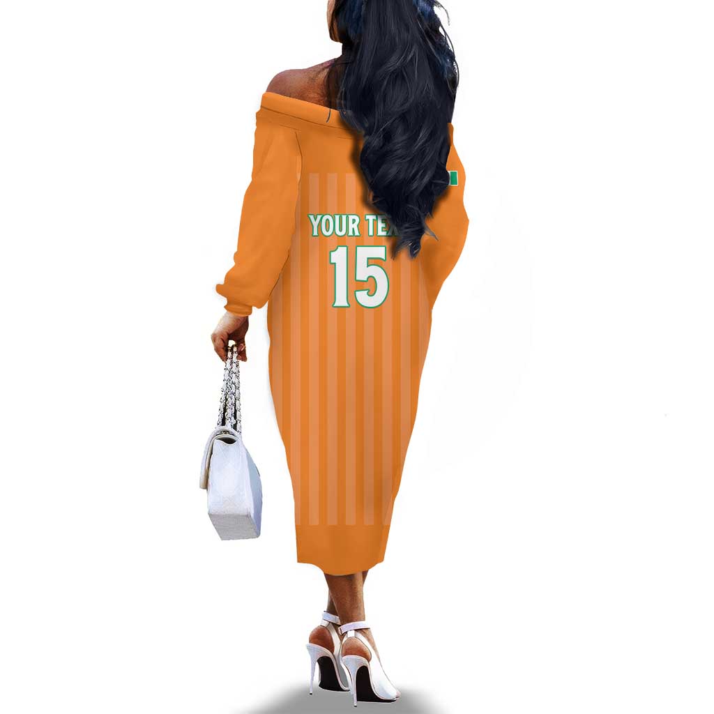 Custom Cote dIvoire Football Off The Shoulder Long Sleeve Dress Les Elephants