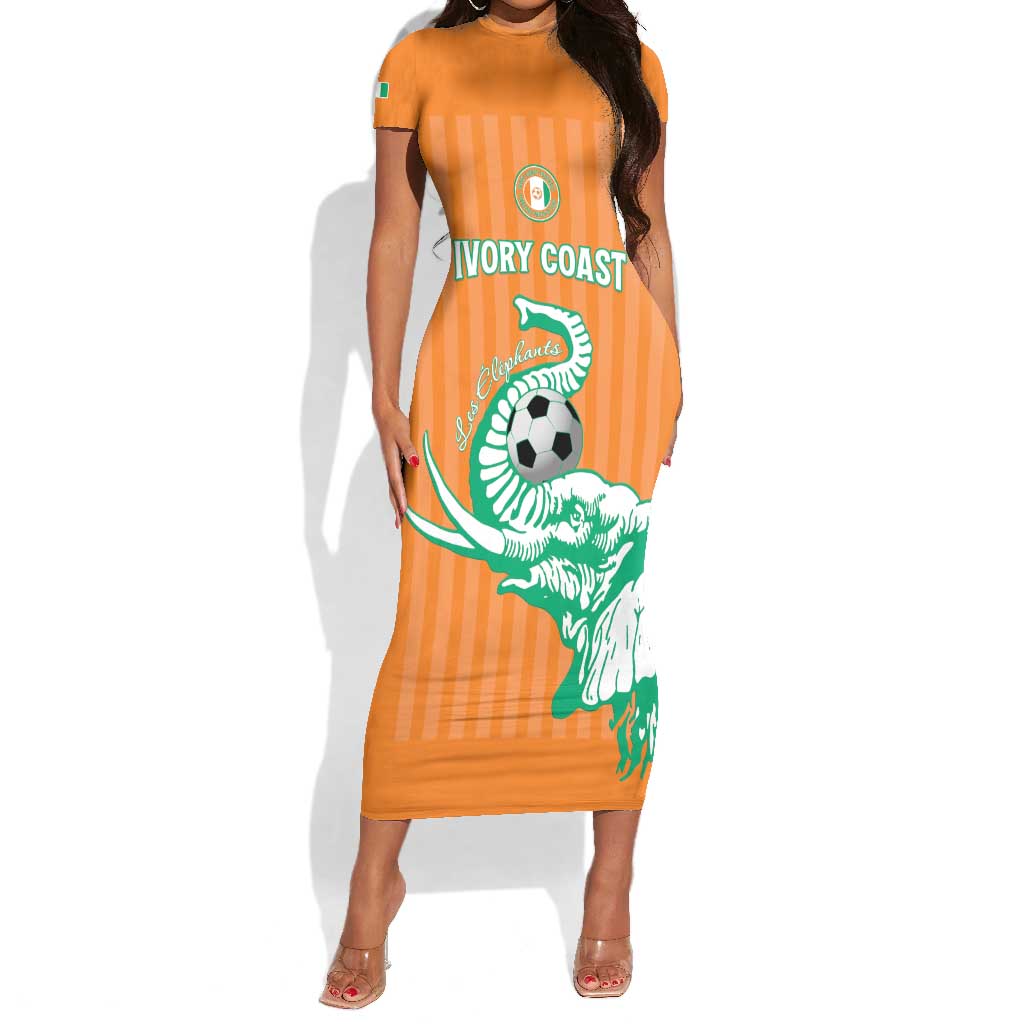 Custom Cote dIvoire Football Short Sleeve Bodycon Dress Les Elephants LT15