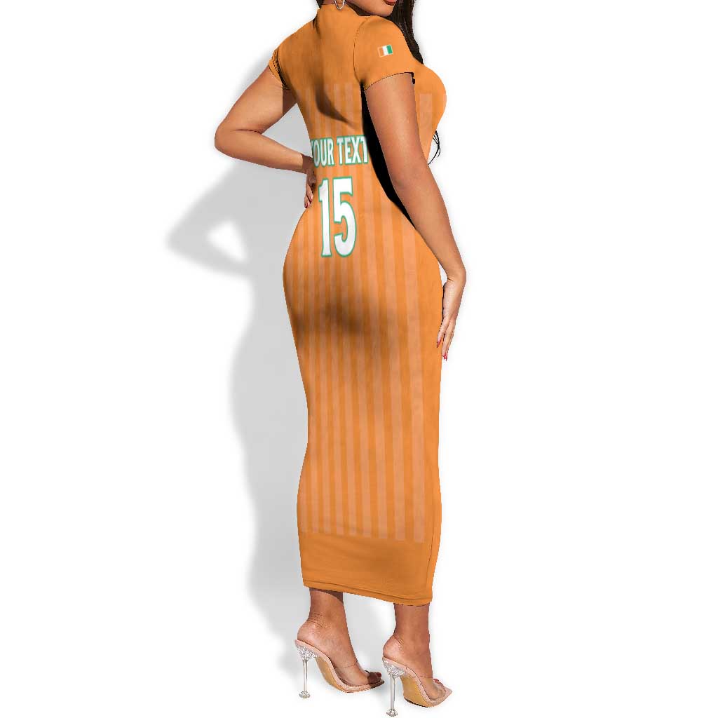 Custom Cote dIvoire Football Short Sleeve Bodycon Dress Les Elephants LT15