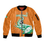 Custom Cote dIvoire Football Sleeve Zip Bomber Jacket Les Elephants