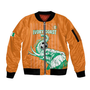 Custom Cote dIvoire Football Sleeve Zip Bomber Jacket Les Elephants