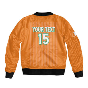 Custom Cote dIvoire Football Sleeve Zip Bomber Jacket Les Elephants