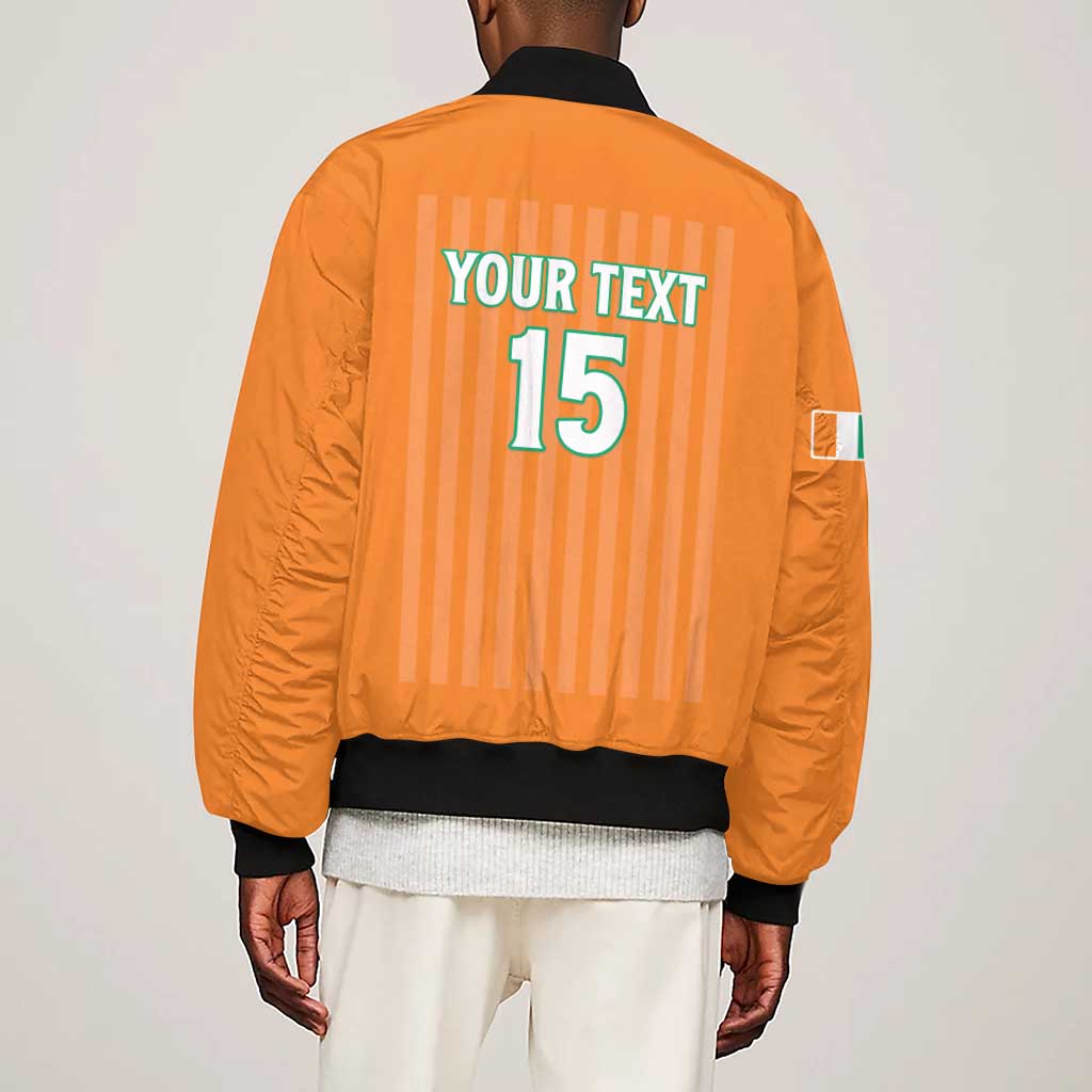 Custom Cote dIvoire Football Sleeve Zip Bomber Jacket Les Elephants