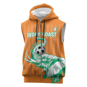 Custom Cote dIvoire Football Sleeveless Zip Hoodie Les Elephants - African Pride
